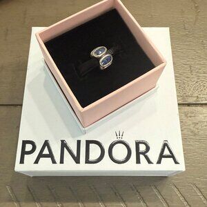 Retired Pandora Oval Blue CZ & ALE Sterling Silver 925 Charm